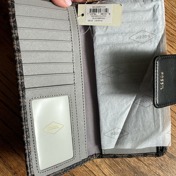 Fossil Madison Clutch brown/black wallet cardholder NWT - Picture 3 of 4